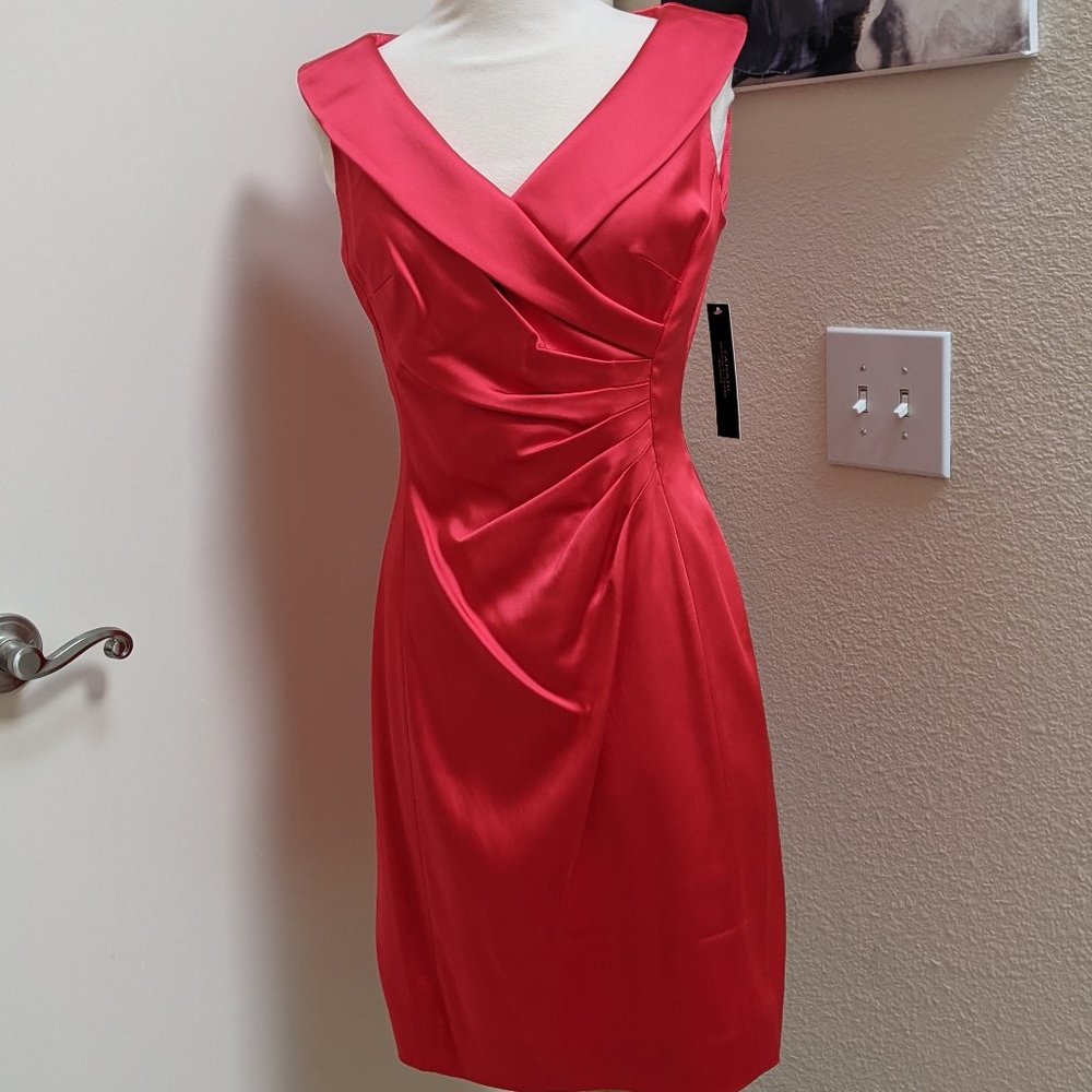 Tahari Magenta Pink portrait Collar Dress